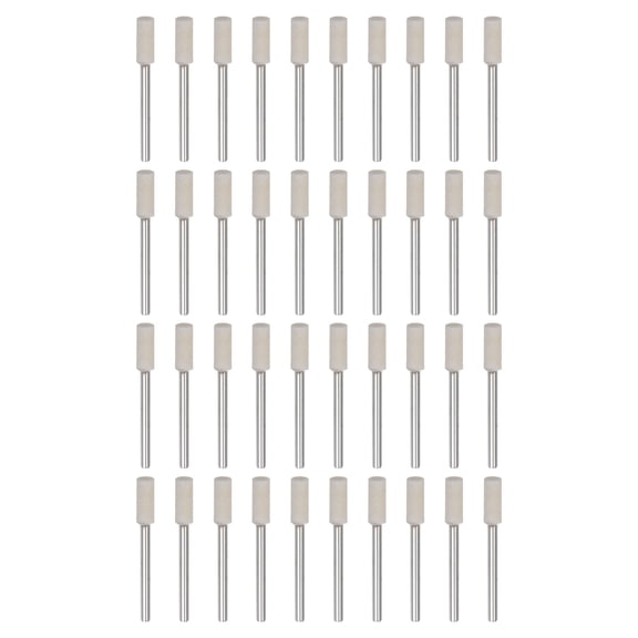 Uxcell Wool Felt Mounted Mandrel 5mm x 13mm 1/8 Inch Shank Cylinder Bits, 40 Pieces