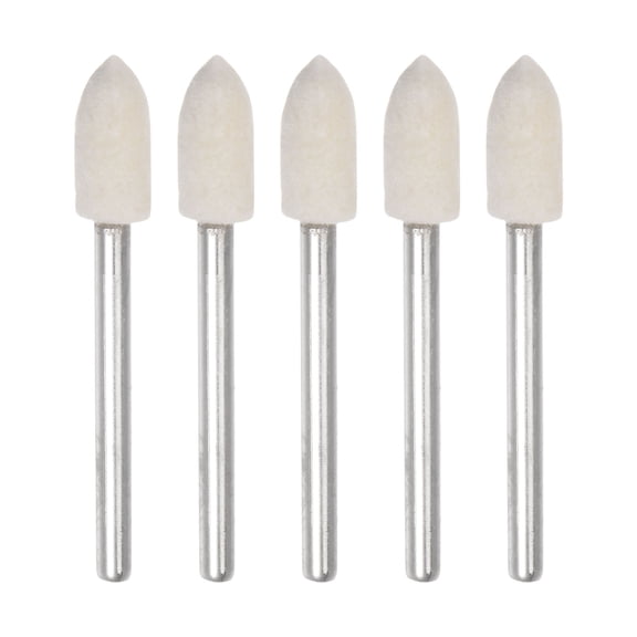 Uxcell Wool Felt Mounted Mandrel 6mm x 14mm 1/8 Inch Shank Conical Bits, 5 Pieces