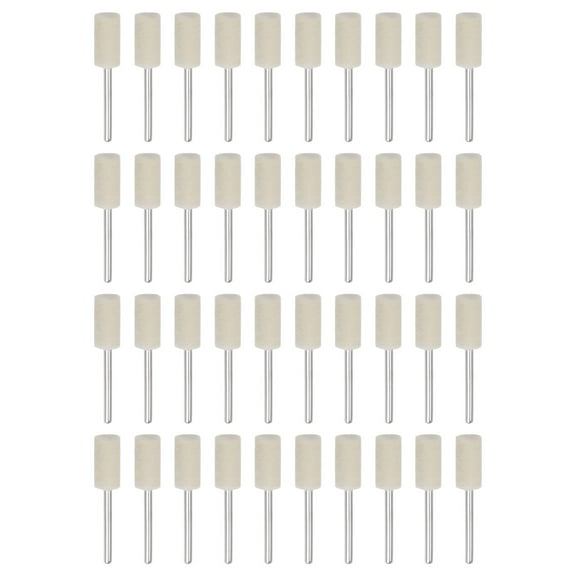 Uxcell Wool Felt Mounted Mandrel 8mm x 17mm 1/8 Inch Shank Cylinder Bits, 40 Pieces