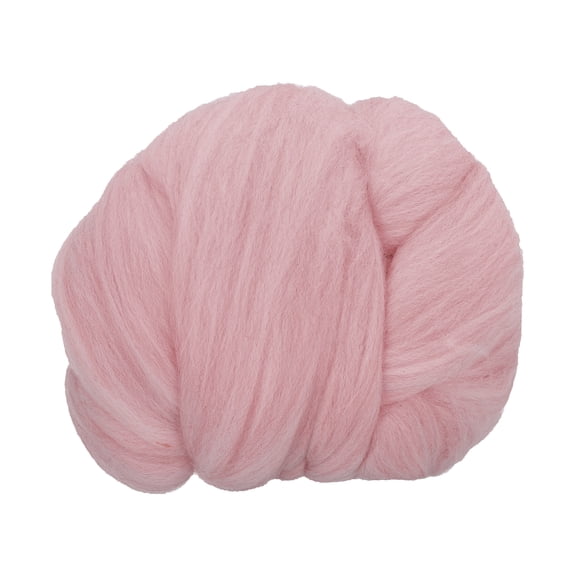 Uxcell Wool Roving Yarn, 100G/3.53OZ Soft Felting Wool Pure Chunky Roving Yarn Bulk for Needle Felting Knitting Blanket Spinning Weaving DIY Craft, Gray Pink