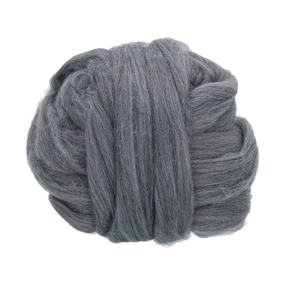 Uxcell Wool Roving Yarn, 100G/3.53OZ Soft Felting Wool Pure Chunky Roving Yarn Bulk for Needle Felting Knitting Blanket Spinning Weaving DIY Craft, Light Gray