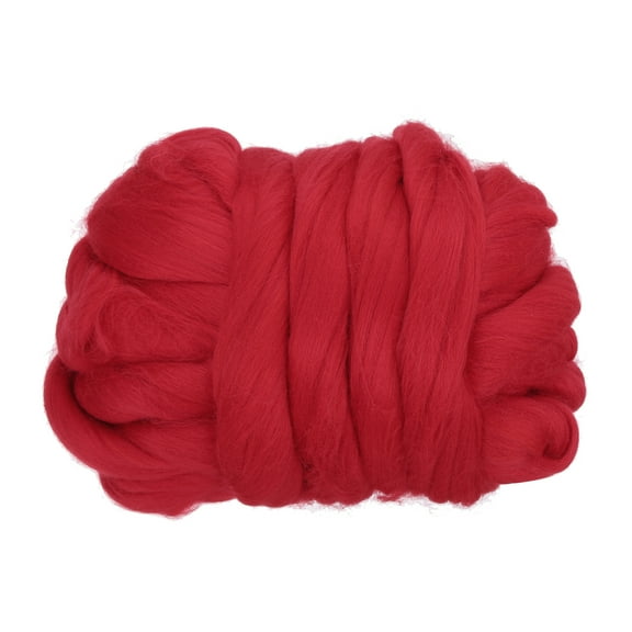 Uxcell Wool Roving Yarn, 100G/3.53OZ Soft Felting Wool Pure Chunky Roving Yarn Bulk for Needle Felting Knitting Blanket Spinning Weaving DIY Craft, Red