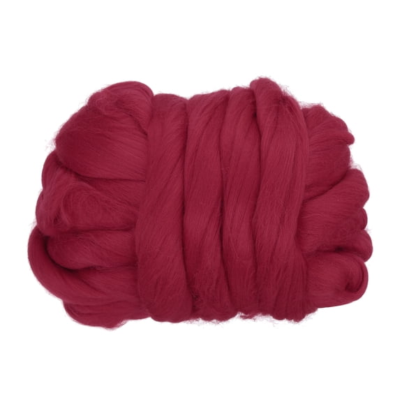 Uxcell Wool Roving Yarn, 100G/3.53OZ Soft Felting Wool Pure Chunky Roving Yarn Bulk for Needle Felting Knitting Blanket Spinning Weaving DIY Craft, Wine Red