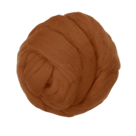 Uxcell Wool Roving Yarn, 150G/5.3OZ Soft Felting Wool Pure Chunky Roving Yarn Bulk for Needle Felting Knitting Blanket Spinning Weaving DIY Craft, Bright Brown