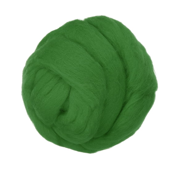 Uxcell Wool Roving Yarn, 150G/5.3OZ Soft Felting Wool Pure Chunky Roving Yarn Bulk for Needle Felting Knitting Blanket Spinning Weaving DIY Craft, Grass Green