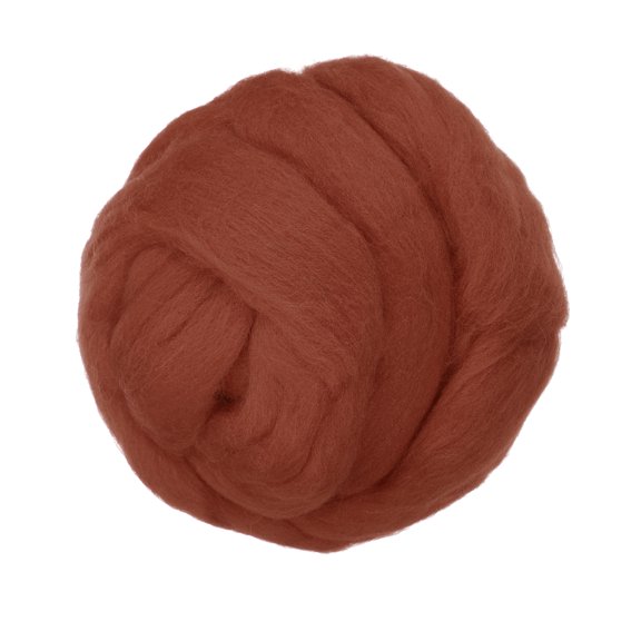 Uxcell Wool Roving Yarn, 150G/5.3OZ Soft Felting Wool Pure Chunky Roving Yarn Bulk for Needle Felting Knitting Blanket Spinning Weaving DIY Craft, Red Brown