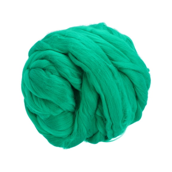 Uxcell Wool Roving Yarn, 250G/8.8OZ Soft Felting Wool Pure Chunky Roving Yarn Bulk for Needle Felting Knitting Blanket Spinning Weaving DIY Craft, Green