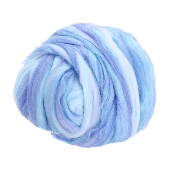 Uxcell Wool Roving Yarn, 250G/8.8OZ Soft Felting Wool Pure Chunky Roving Yarn Bulk for Needle Felting Knitting Blanket Spinning Weaving DIY Craft, Mix Blue