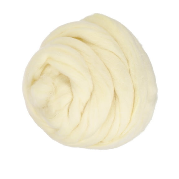 Uxcell Wool Roving Yarn, 80G/2.82OZ Soft Felting Wool Pure Chunky Roving Yarn Bulk for Needle Felting Knitting Blanket Spinning Weaving DIY Craft, Beige