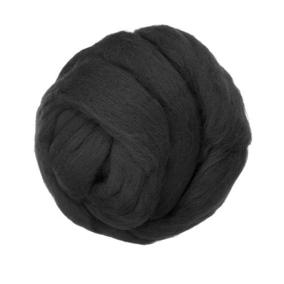 Uxcell Wool Roving Yarn, 150G/5.3OZ Soft Felting Wool Pure Chunky Roving Yarn Bulk for Needle Felting Knitting Blanket Spinning Weaving DIY Craft, Black