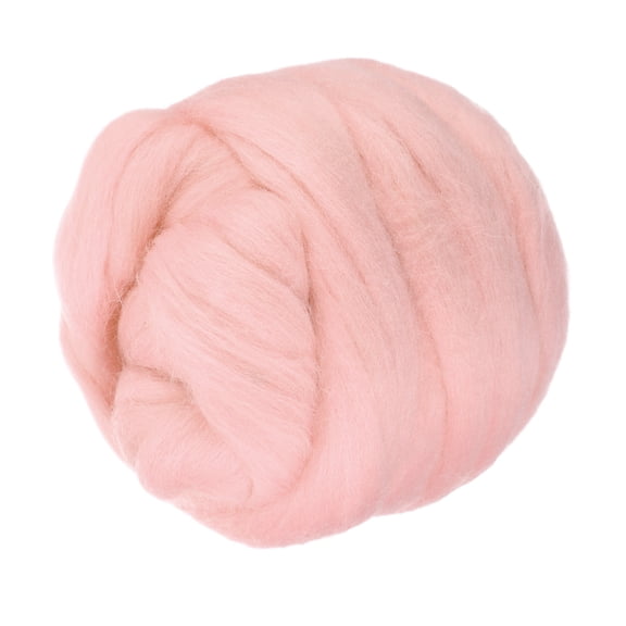 Uxcell Wool Roving Yarn, 80G/2.82OZ Soft Felting Wool Pure Chunky Roving Yarn Bulk for Needle Felting Knitting Blanket Spinning Weaving DIY Craft, Light Pink