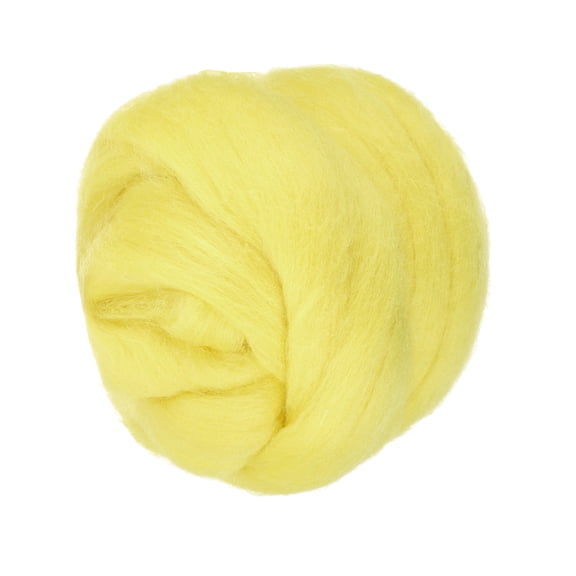 Uxcell Wool Roving Yarn, 80G/2.82OZ Soft Felting Wool Pure Chunky Roving Yarn Bulk for Needle Felting Knitting Blanket Spinning Weaving DIY Craft, Yellow