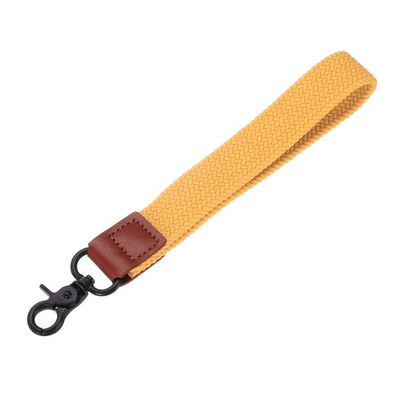 Uxcell Wrist Lanyard Keychain 7.87 inch Braided Wristlet Strap with Black Clasp Hand Key Holders Lanyard Yellow