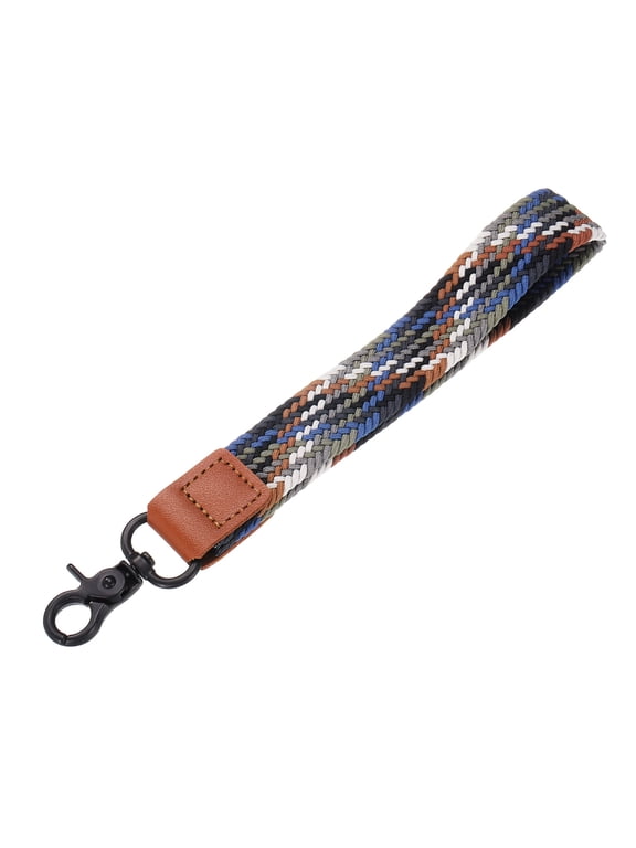 Wrist Lanyard Keychain 7.87 inch Braided Wristlet Strap with Black Clasp Hand Key Holders Lanyard Mixed Gray