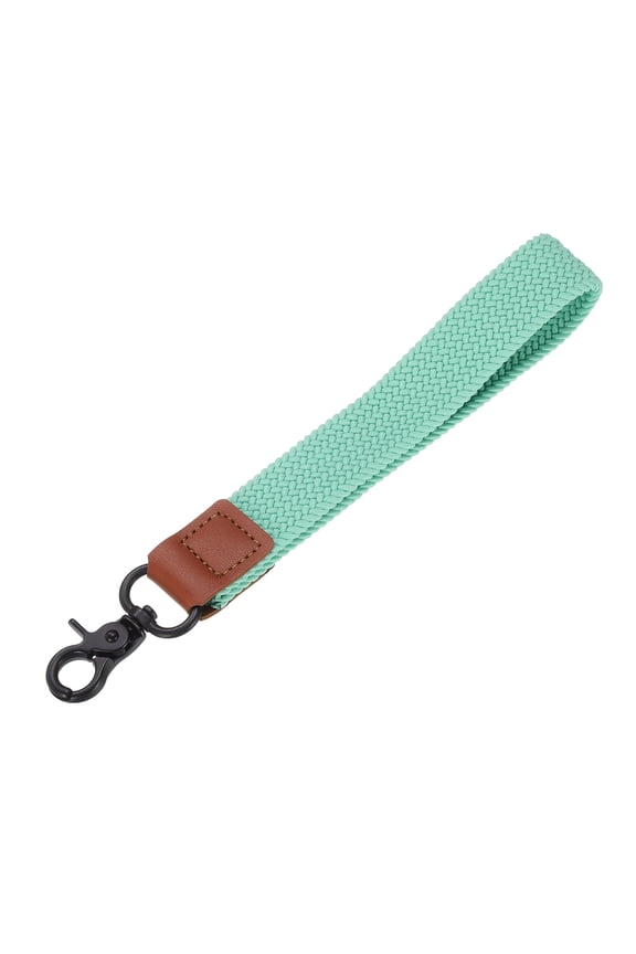 Wrist Lanyard Keychain 7.87 inch Braided Wristlet Strap with Black Clasp Hand Key Holders Lanyard Lake Blue