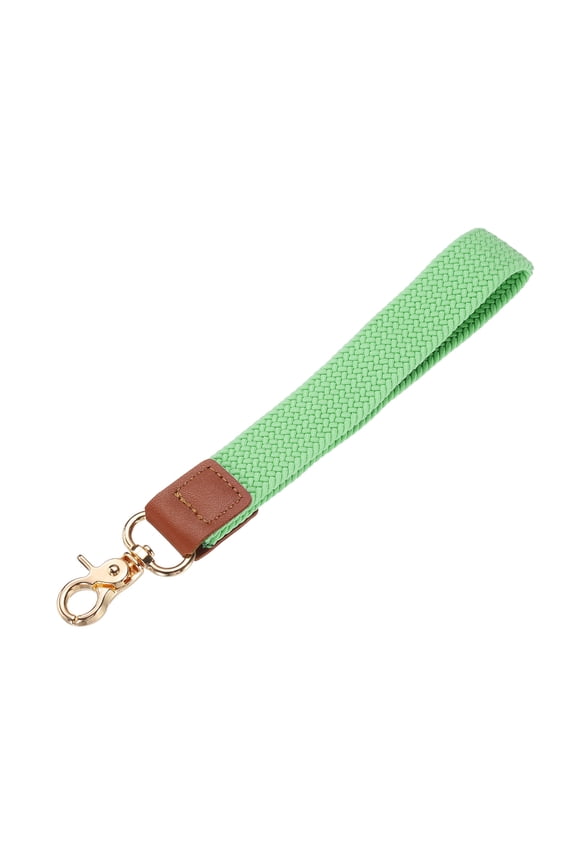 Wrist Lanyard Keychain 7.87 inch Braided Wristlet Strap with Gold Clasp Hand Key Holders Lanyard Green