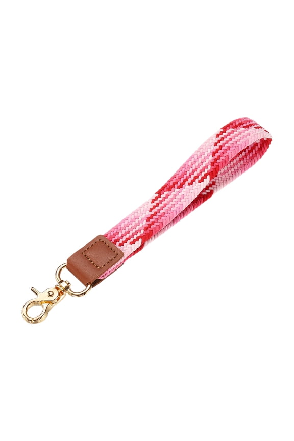 Wrist Lanyard Keychain 7.87 inch Braided Wristlet Strap with Gold Clasp Hand Key Holders Lanyard Strawberry Red