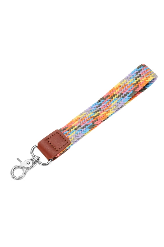 Wrist Lanyard Keychain 7.87 inch Braided Wristlet Strap with Silver Clasp Hand Key Holders Lanyard Colorful Pink
