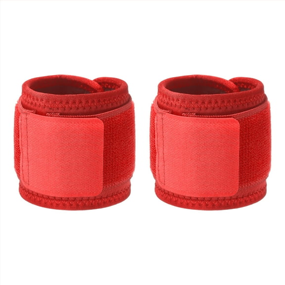 Uxcell Wrist Straps, 2 Pack Wrist Compression Brace Support Protection Unisex Adjustable 15.7"x2.9" for Fitness, Red