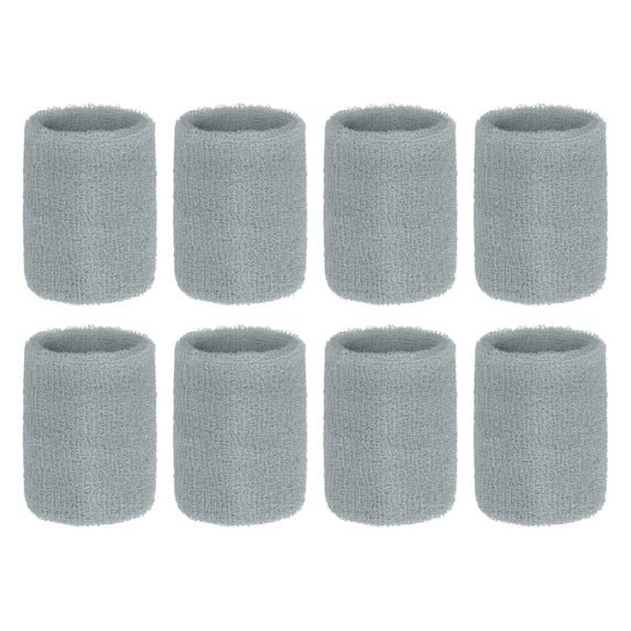 Uxcell Wrist Sweatbands Colorful Sports Wristbands Sweatbands Wrist for Tennis Badminton Basketball Light Grey 8Pack