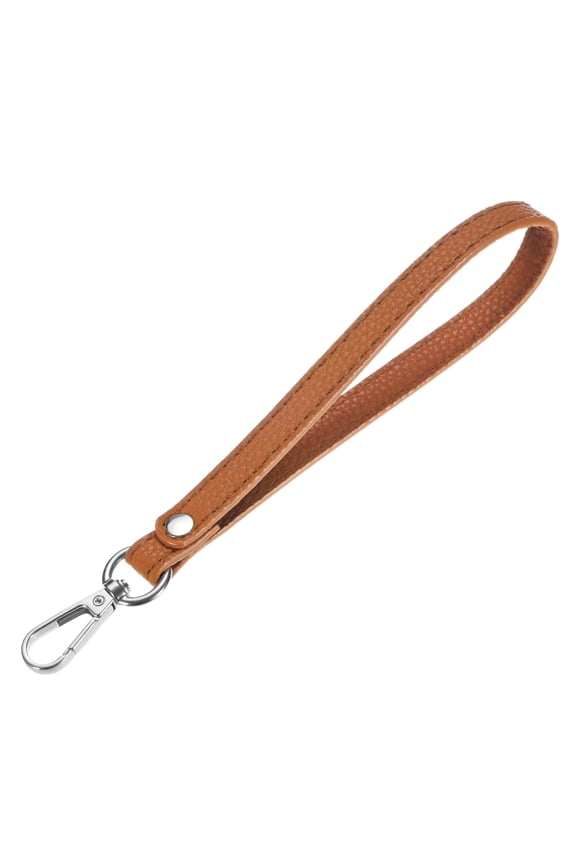 Wristlet Strap [1PCS] - Genuine Leather KeyChain Hand Strap - [Brown-Silver-8.27In] Replacement Wrist Strap