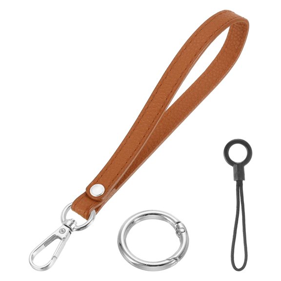 Uxcell Wristlet Strap PU Leather Keychain Wristlet Lanyard Hand Strap Replacement, Fit for Purse Clutch Silver/Mustard