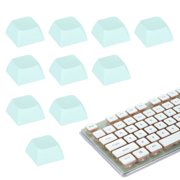 Uxcell XDA Profile PBT Mechanical Numeric Keycaps Cyan 10Pcs, Colorful Portable Blank Keyboard Cap Set for Daily Office Work Gaming Entertainment Creative Design