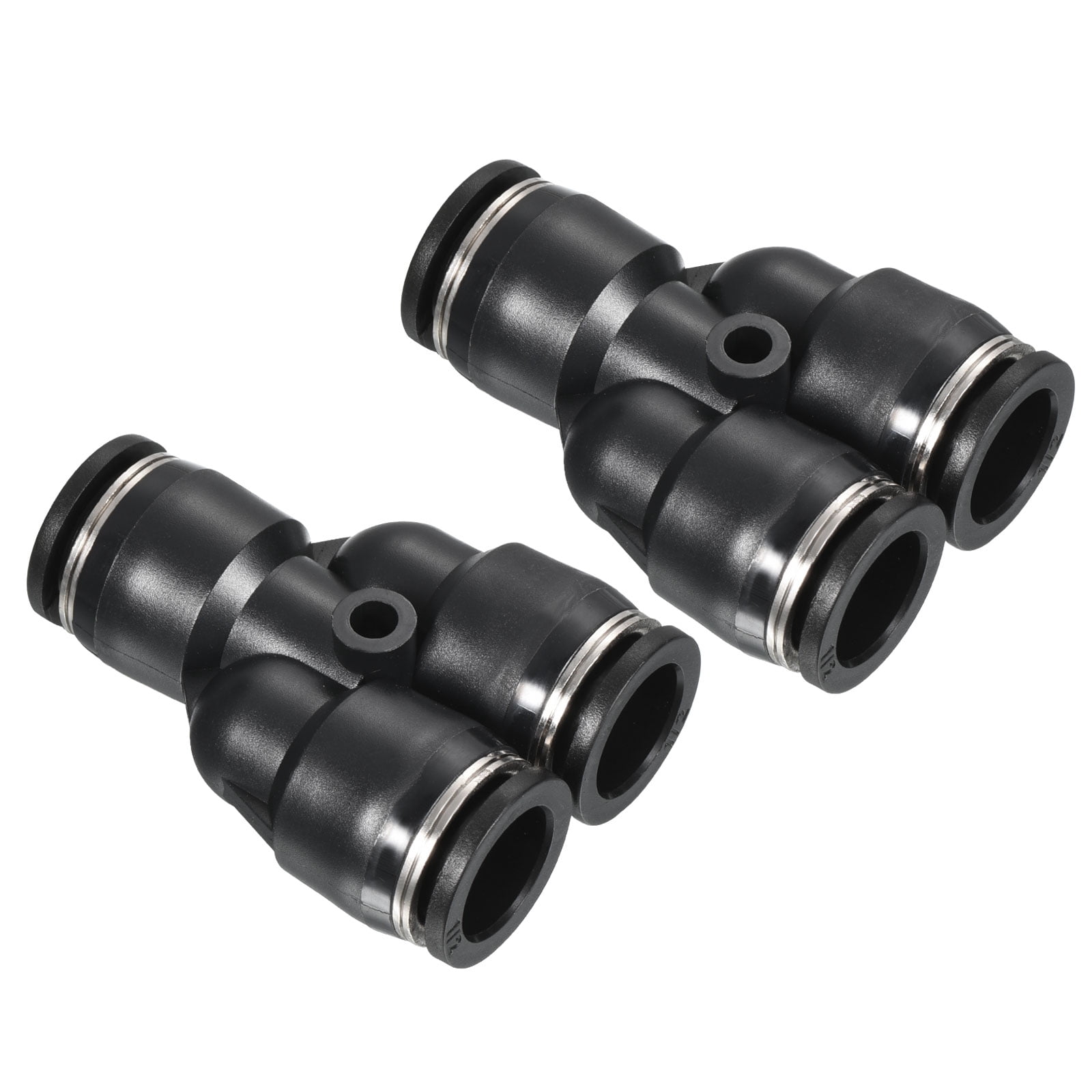 Uxcell Y Shape 1/2" Push to Connect Pneumatic Air Line Fitting, Black 2 Pack