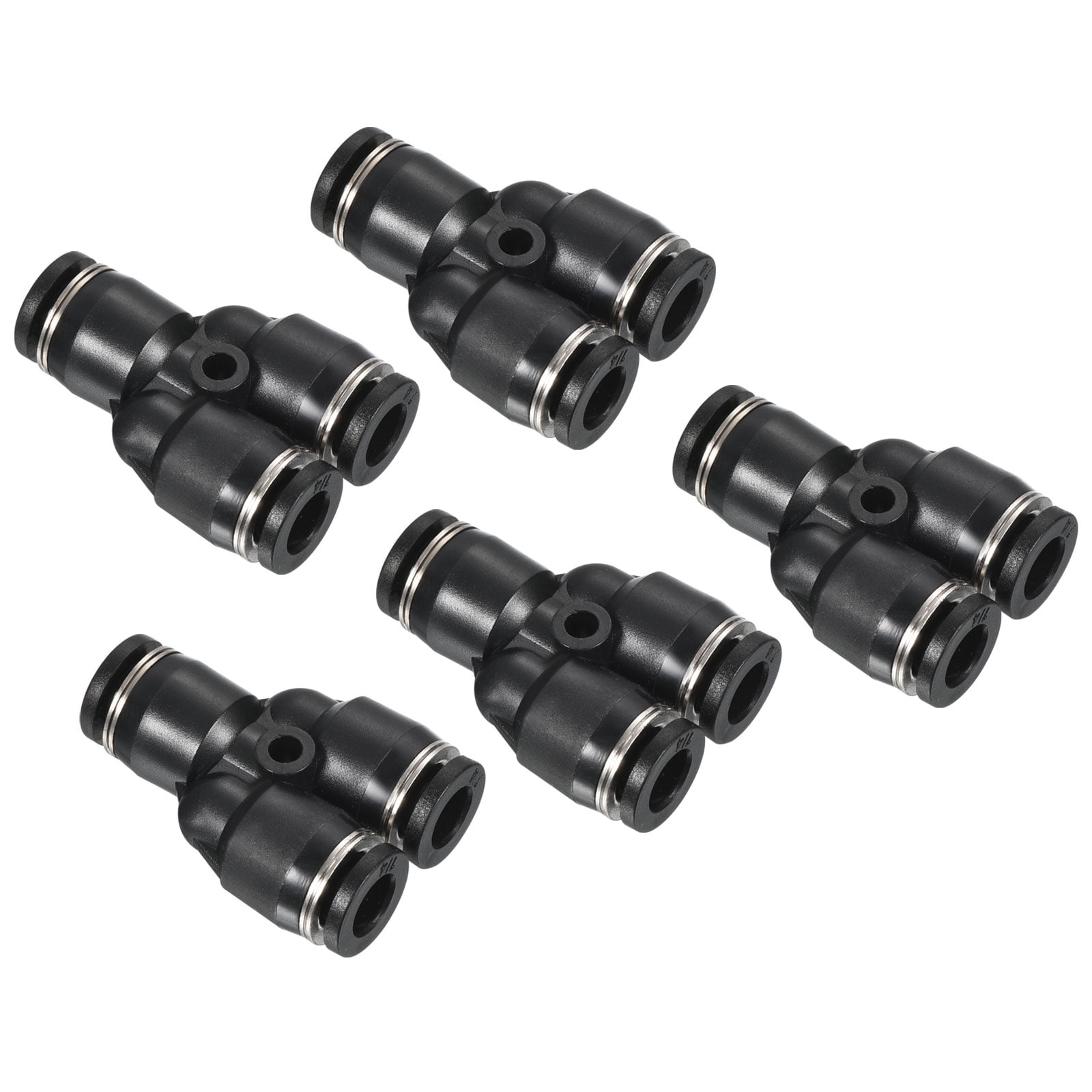 Uxcell Y Shape 1/4" Push to Connect Pneumatic Air Line Fitting, Black 5 Pack