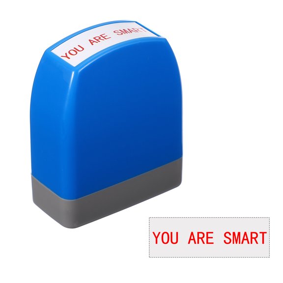Uxcell YOU ARE SMART Teacher Stamps, 2.1x1.7x0.9 Inch Homework Stamper, Teacher Grading Office Photosensitive Stamp with Red Ink for Homework Documents Checks, Blue Casing