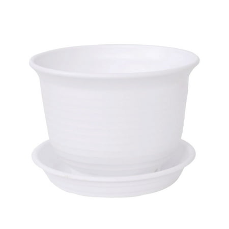 Plastic Yard Succulent Plant Flower Pot Holder Container 6.1 Inches Dia White
