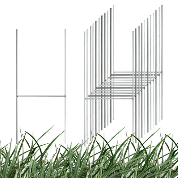 Uxcell Yard Sign Stakes, 12"x6" Metal H Stakes, Lawn Sign Holder for Party Yard, Garage Sale, Open House, 20 Pack