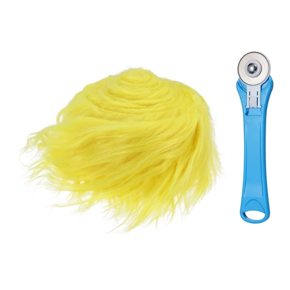 Uxcell Yellow Faux Fur, 59'' x 2'' Shaggy Plush Fake Fur Fabric Fluffy Fuzzy Fabric Strips with Rotary Cutter for DIY Crafts, Cosplay Costume Cushions Rugs Party Decor