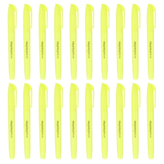 Uxcell Yellow Highlighter, 20 Pack No Bleeds Highlighters Pens Neon Clear View Bright Quick Dry Pocket Marker Pen Sticks Chisel Tip Cute for Books Office Adults