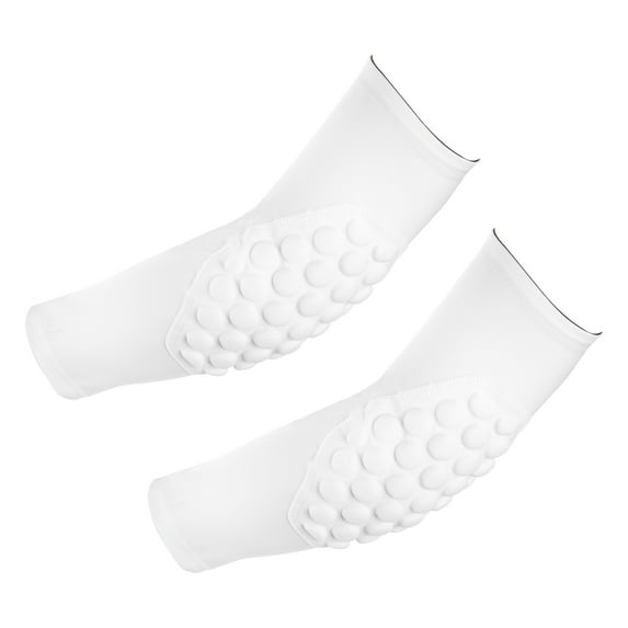 Uxcell Youth Elbow Pads Compression Arm Protective Sleeve Basketball Guard Pad for Sports Baseball White, YS, 2Pack