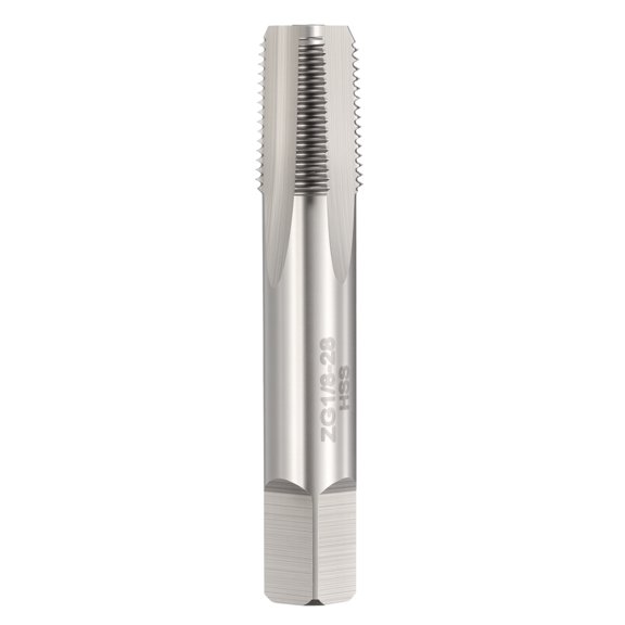 Uxcell ZG1/8-28 Pipe Thread Tap - Right Hand Straight Flute Tap M2 High Speed Steel Polished Finish Screw Thread Milling Machine Taps Threading Tapping