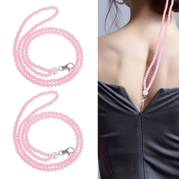 Uxcell Zipper Helper Pull, 2 Pcs Back Zipper Puller Beaded Clothing Assistant Aid with Rotating Clip for Dresses Easy Zip Up by Yourself, Pink