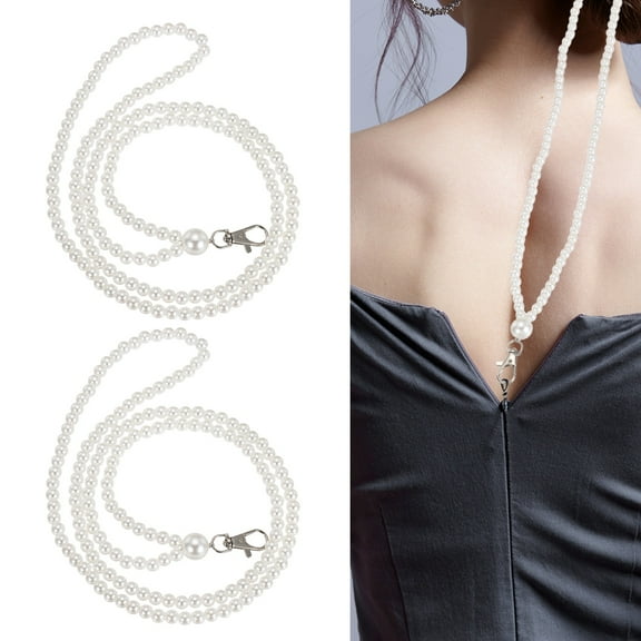 Uxcell Zipper Helper Pull, 2 Pcs Back Zipper Puller Beaded Clothing Assistant Aid with Rotating Clip for Dresses Easy Zip Up by Yourself, White