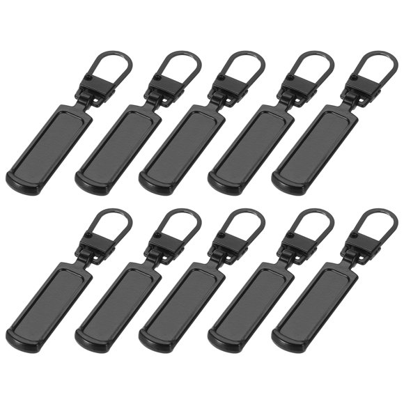 Uxcell Zipper Pull Replacement, 10 Pcs Detachable Metal Zipper Tab Repair Kit Handle Fixer Extension for Luggage, Black