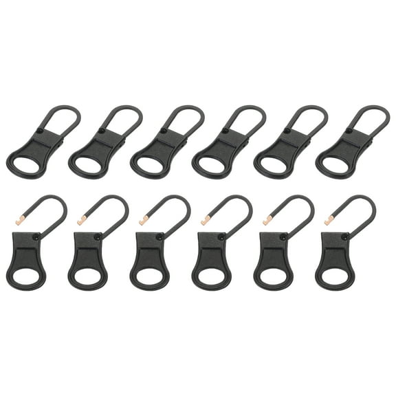 Uxcell Zipper Pull Replacement, 12 Pcs Detachable Metal Zipper Tab Repair Kit Puller Slider for Luggage, Black