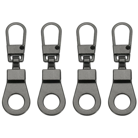 Uxcell Zipper Pull Replacement, 4 Pcs Detachable Metal Zipper Tab Repair Kit Puller with Lock Zipper Slider, Gun-Black
