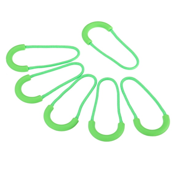 Uxcell Zipper Pulls Extension Handle Cord, 10 Pack Finger Use Plastic U-Shape Tab Tag Extender, Green