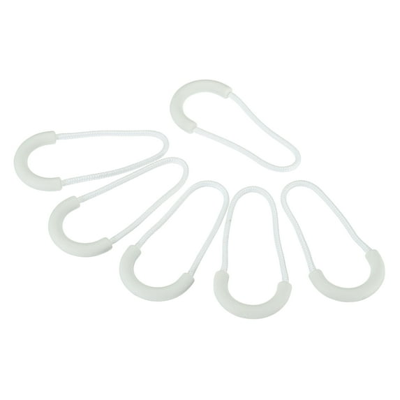 Uxcell Zipper Pulls Extension Handle Cord, 10 Pack Finger Use Plastic U-Shape Tab Tag Extender, White