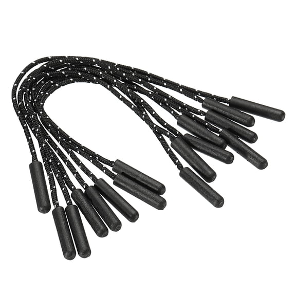 Uxcell Zipper Pulls Extension Handle Cord, 30 Pack Finger Use Plastic Curve Puller Tab Tag Extender, Black