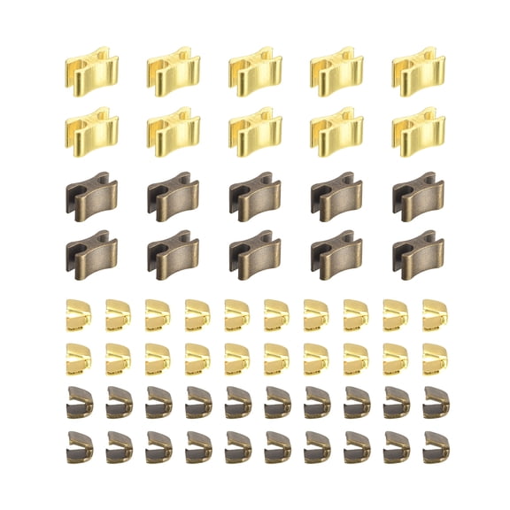 Uxcell Zipper Slider Retainers, #5 Top Stoppers & Bottom Stops for Bags Zipper Replace, Gold, Bronze 20 Sets