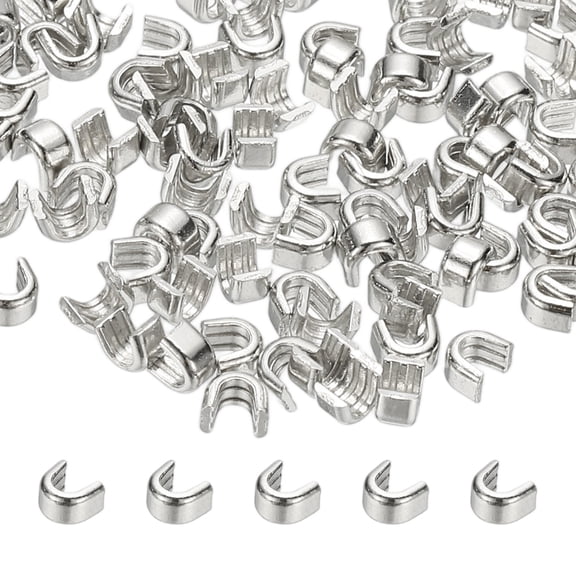 Uxcell Zipper Slider Retainers [50pcs] - #3 U Shape Top Stoppers Use for DIY Sewing Replacement & Closed-end Zippers Replacing - [Silver]