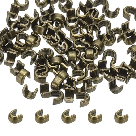 Uxcell Zipper Slider Retainers [50pcs] - #5 U Shape Top Stoppers Use for DIY Sewing Replacement & Closed-end Zippers Replacing - [Green Bronze]