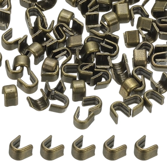 Uxcell Zipper Slider Retainers [50pcs] - #8 U Shape Top Stoppers Use for DIY Sewing Replacement & Closed-end Zippers Replacing - [Green Bronze]