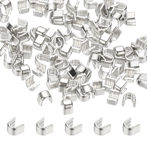 Uxcell Zipper Slider Retainers [50pcs] - #8 U Shape Top Stoppers Use for DIY Sewing Replacement & Closed-end Zippers Replacing - [Silver]