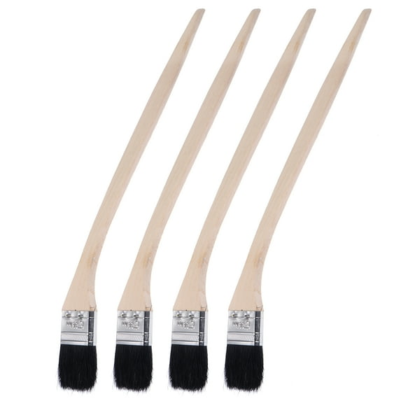 Uxcell 16" Length 1.5" Width Bristle with Long Wood Handle Black Bent Radiator Paint Brush 4 pack